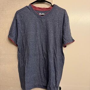 Men’s V Neck Tee Shirt - Blue 2 Tone - Large (L)